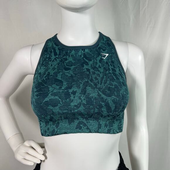 Gymshark Adapt Animal Seamless Sports Bra Teal Medium - Picture 1 of 8